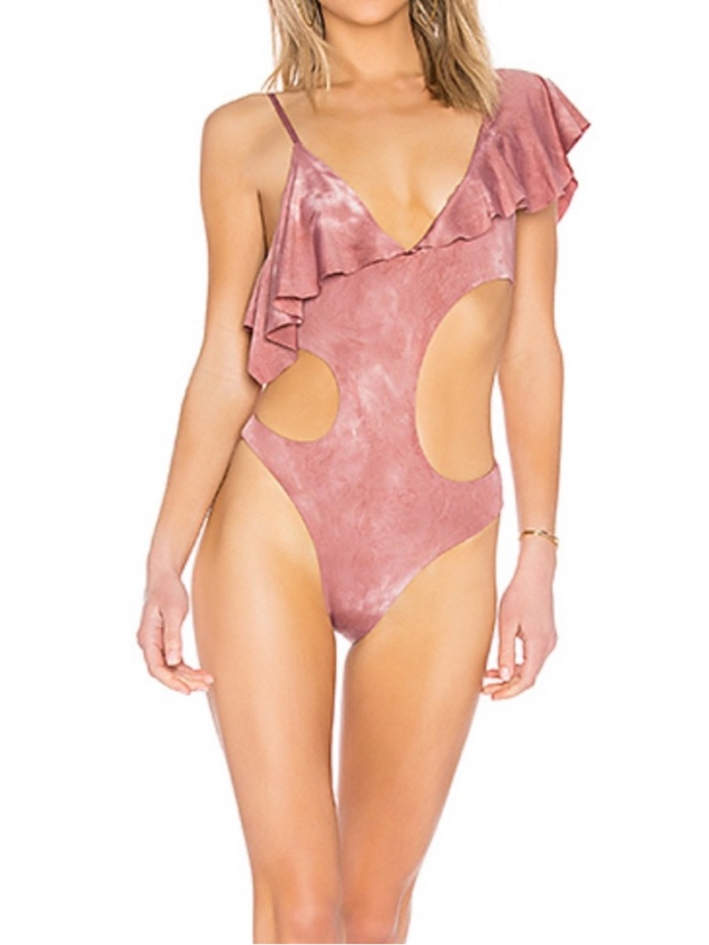 NWT Blue Life Juliet Ruffle One Piece - Dusty Pink Tie-dye Size Medium